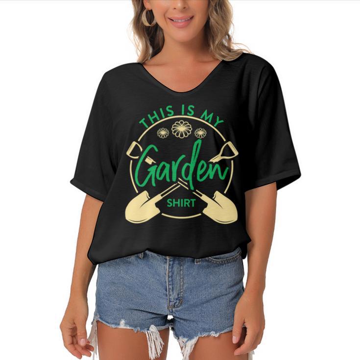 This Is My Garden Gardener Hoblandscape 551 Shirt Women's Bat Sleeves V-Neck Blouse