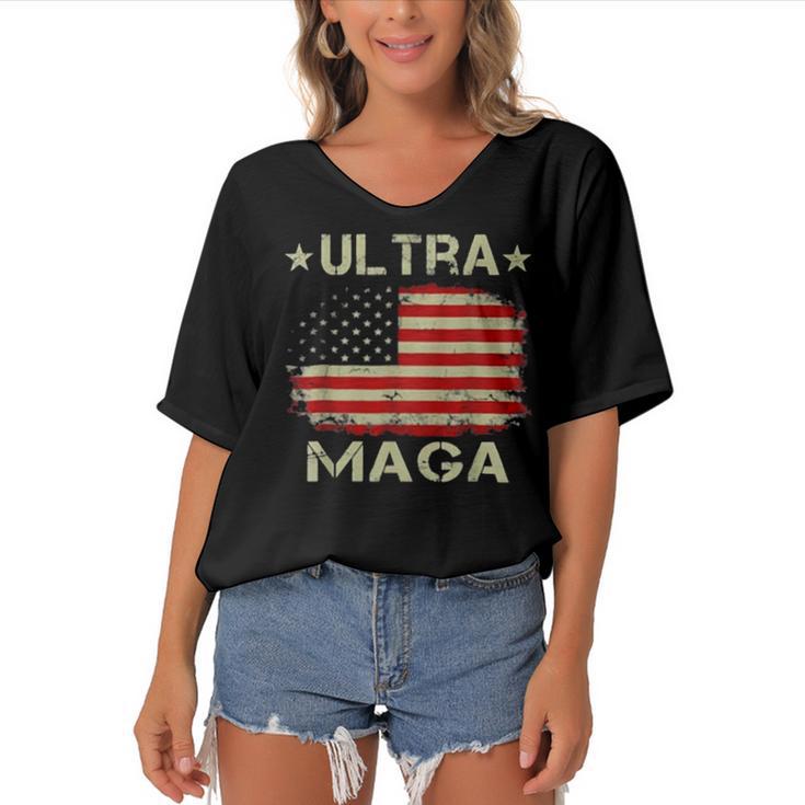 Ultra Maga And Proud Of It A Ultra Maga And Proud Of It V10 Women's Bat Sleeves V-Neck Blouse