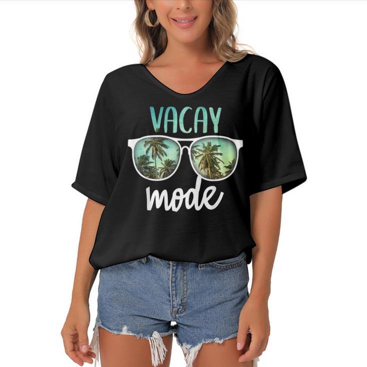 Vacay Mode Cute Vacation Summer Cruise Getaway  Women's Bat Sleeves V-Neck Blouse