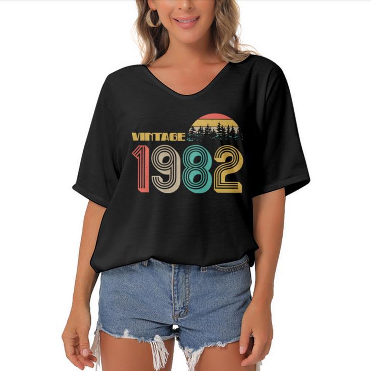 Vintage 1982 Sun Wilderness 40Th Birthday V2 Women's Bat Sleeves V-Neck Blouse