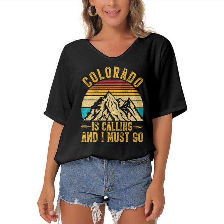 Vintage Colorado Is Calling And I Must Go Distressed Retro Women's Bat Sleeves V-Neck Blouse