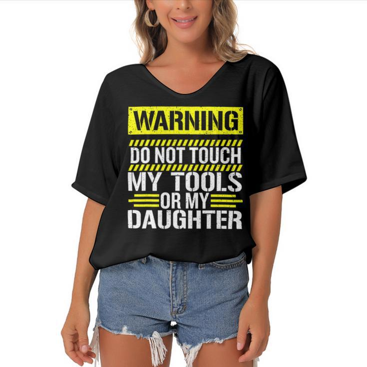 Warning Do Not Touch My Tools 196 Shirt Women's Bat Sleeves V-Neck Blouse