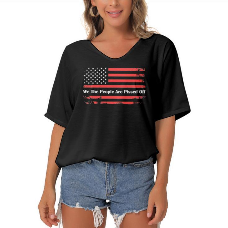 We The People Are Pissed Off Fight For Democracy 1776 Gift Women's Bat Sleeves V-Neck Blouse