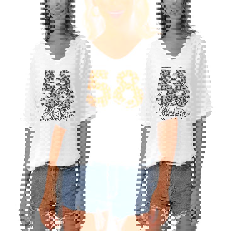 58Th Birthday Fabulous 58 Years Old Cool Leopard Birthday Women's Bat Sleeves V-Neck Blouse