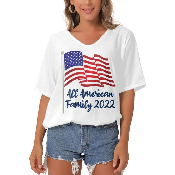 All American Family Reunion Matching - 4Th Of July 2022  Women's Bat Sleeves V-Neck Blouse