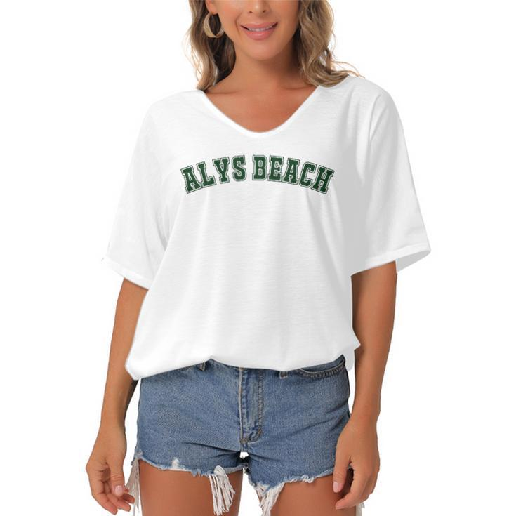 Alys Beach Florida Lover Vacation Gift Women's Bat Sleeves V-Neck Blouse