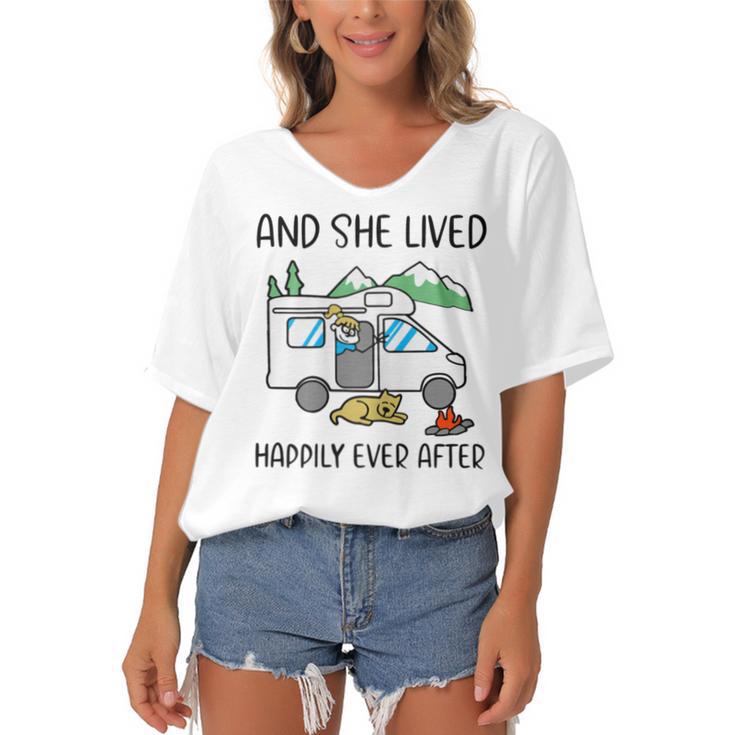 And She Lived Happily Ever After Women's Bat Sleeves V-Neck Blouse