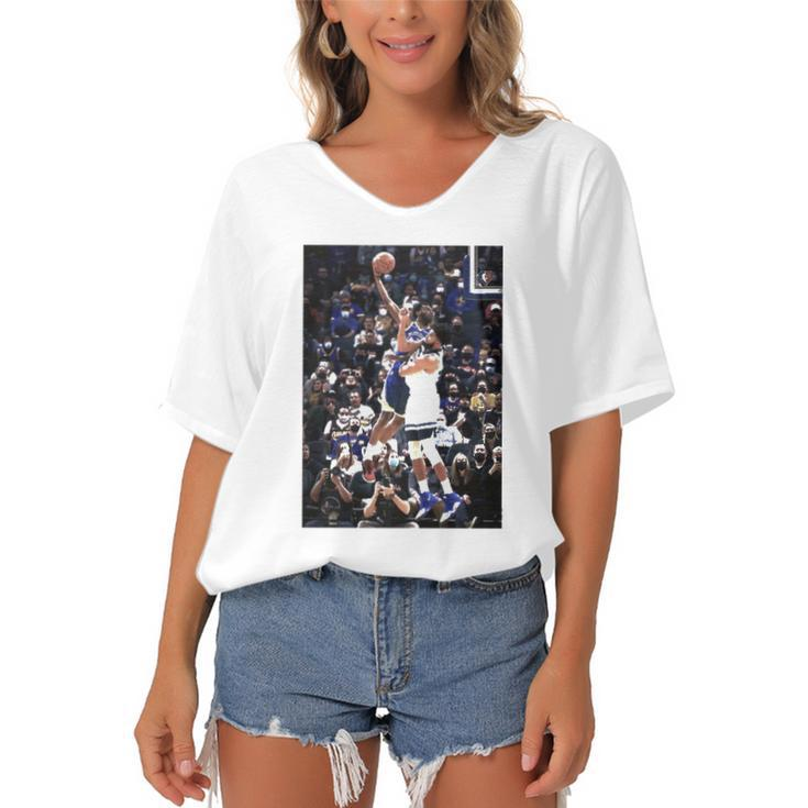 Andrew Wiggins Posterized Karl-Anthony Towns Basketball Lovers Gift Women's Bat Sleeves V-Neck Blouse