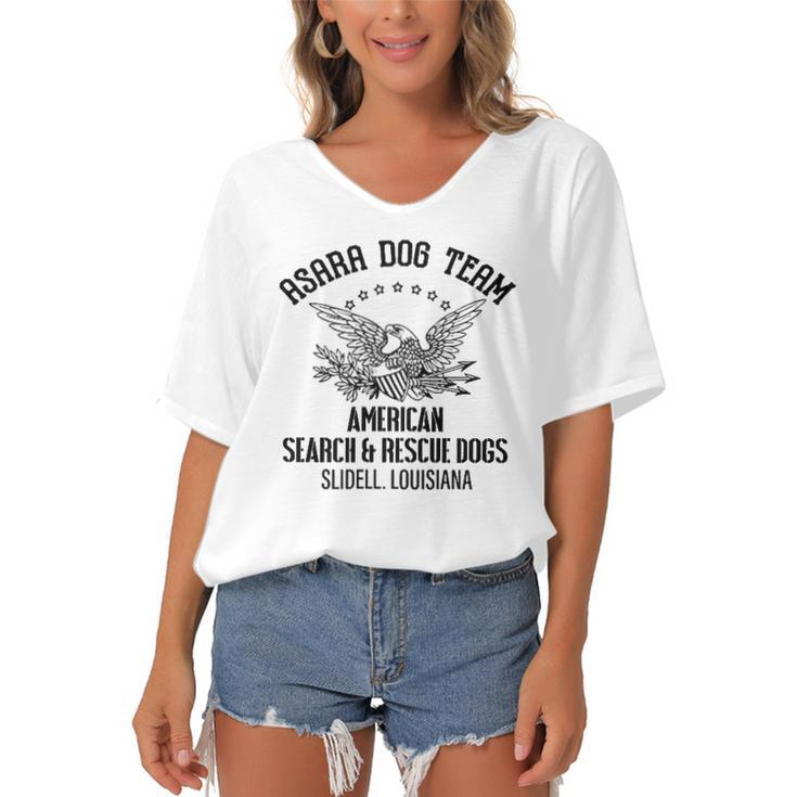 Asara Dog Team American Search & Rescue Dogs Slidell Women's Bat Sleeves V-Neck Blouse