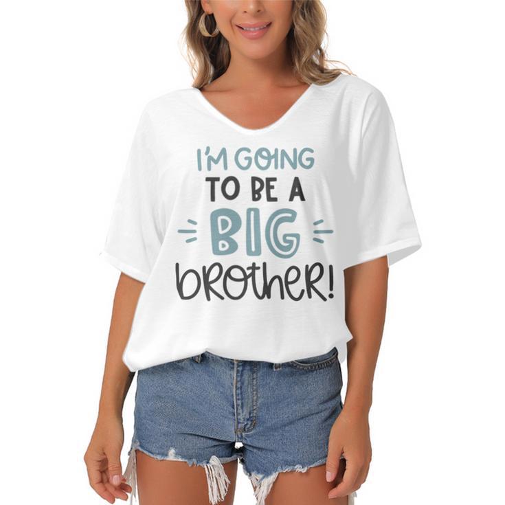 Baby Shower Text Design Im Going To Be A Big Brother Women's Bat Sleeves V-Neck Blouse