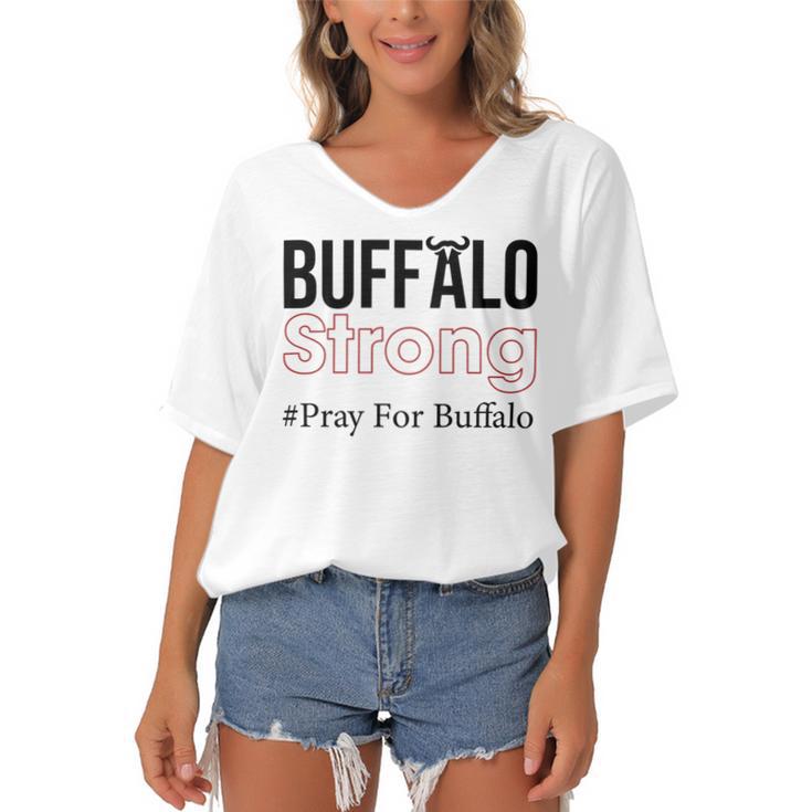 Buffalo Strong Pray For Buffalo Women's Bat Sleeves V-Neck Blouse