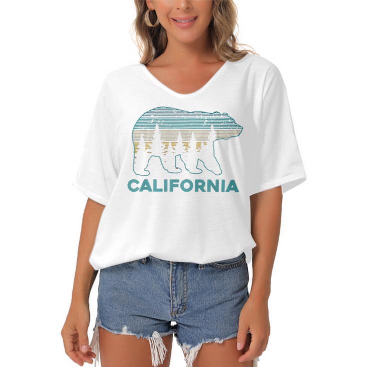 California Bear Vintage Retro Nature Hiking Souvenir  465 Trending Shirt Women's Bat Sleeves V-Neck Blouse