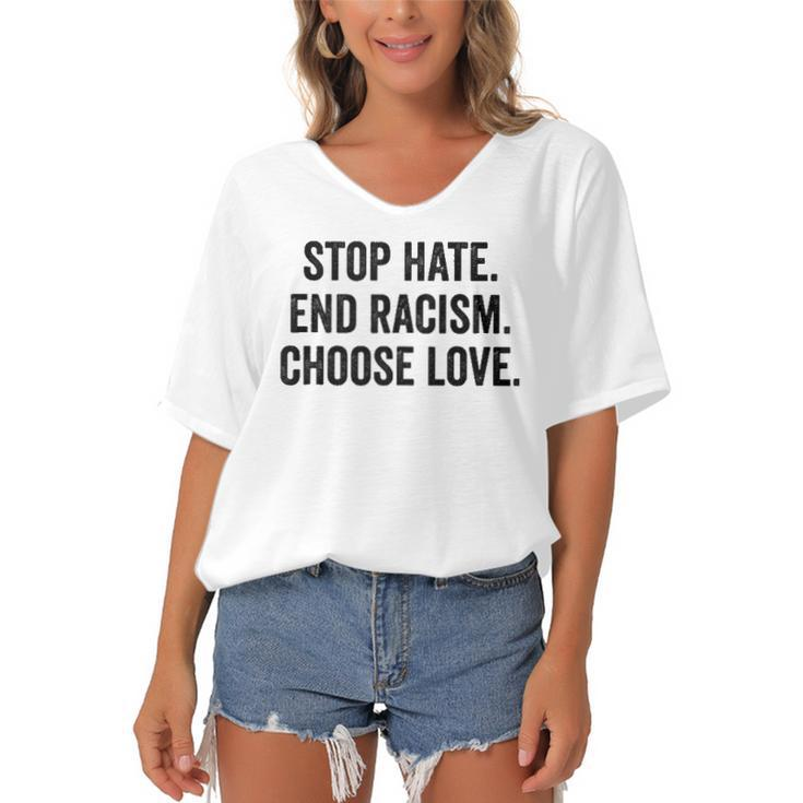 Choose Love Buffalo - Stop Hate End Racism Choose Love  Women's Bat Sleeves V-Neck Blouse