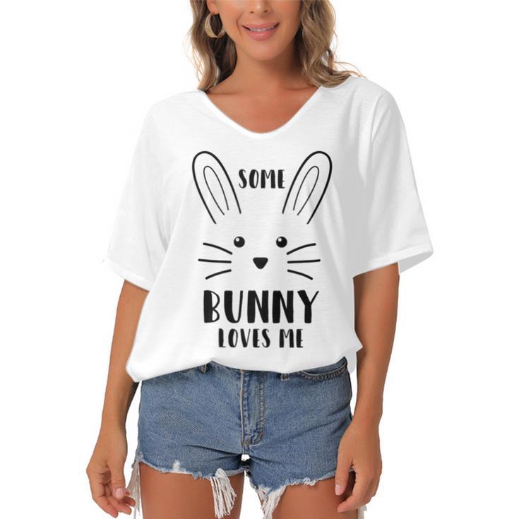 Copy Of Some Bunny Loves Dancing Women's Bat Sleeves V-Neck Blouse