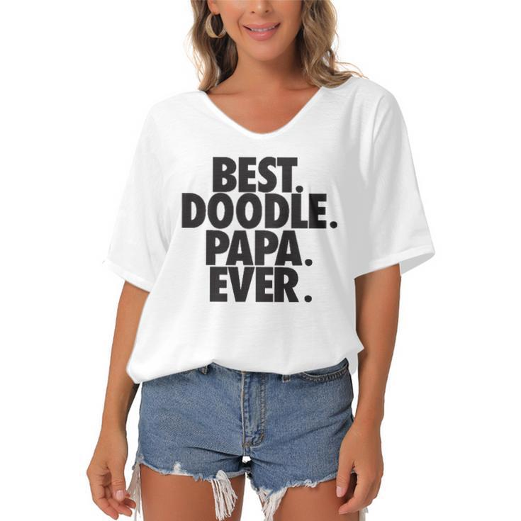 Goldendoodle Papa Best Doodle Papa Ever Dog Lover Gift Women's Bat Sleeves V-Neck Blouse