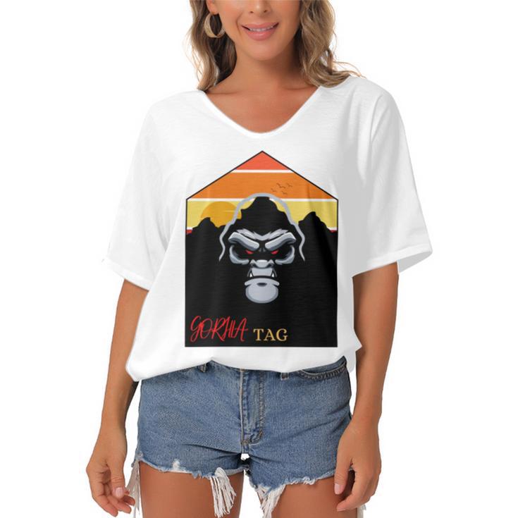 Gorilla Tag Pfp Maker Gorilla Tag Mountain Women's Bat Sleeves V-Neck Blouse