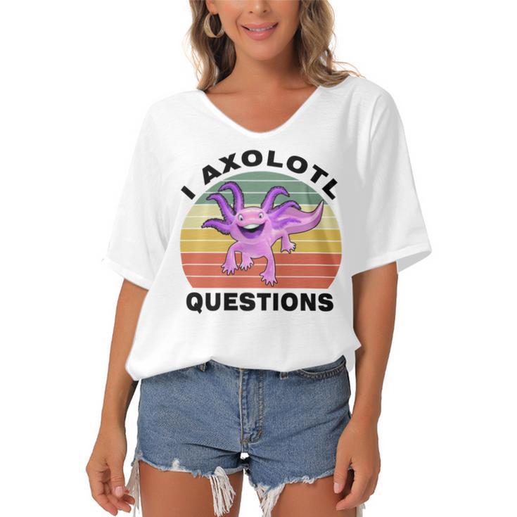 I Axlotl Questions Cute Axlotl V2 Women's Bat Sleeves V-Neck Blouse