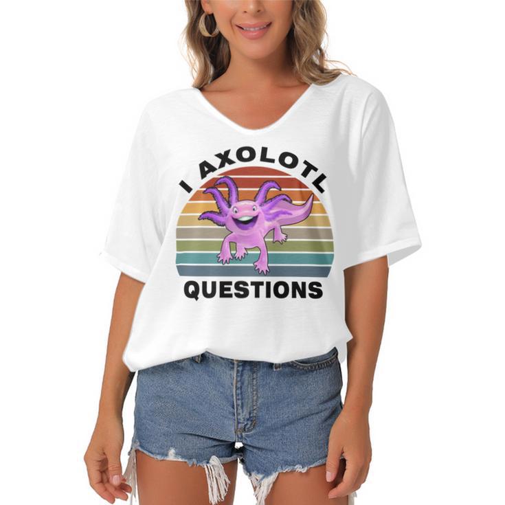 I Axlotl Questions Cute Axlotl V3 Women's Bat Sleeves V-Neck Blouse