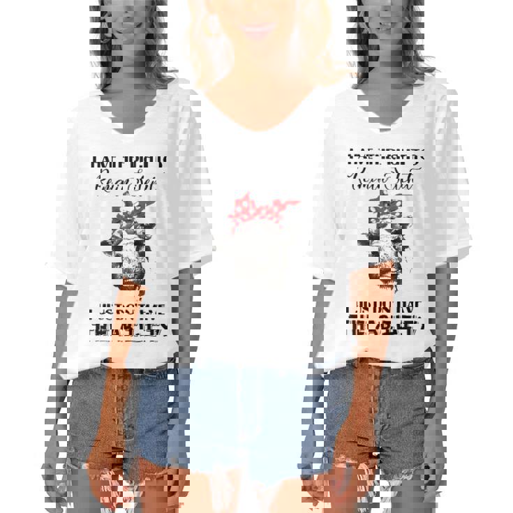 I Have The Right To Remain Silent I Dont Have Ability Funny Women's Bat Sleeves V-Neck Blouse