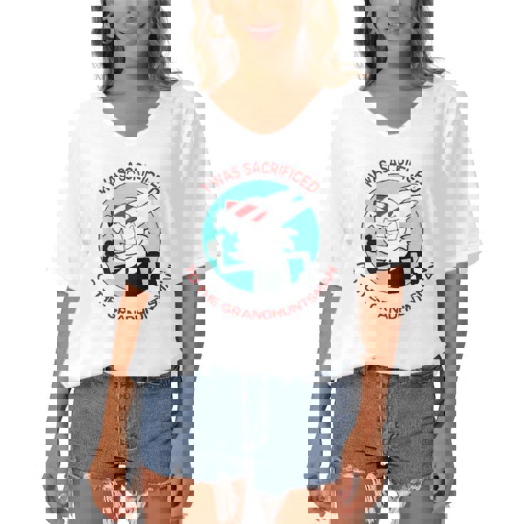 I Was Sacrificed To The Grand Huntsman Women's Bat Sleeves V-Neck Blouse