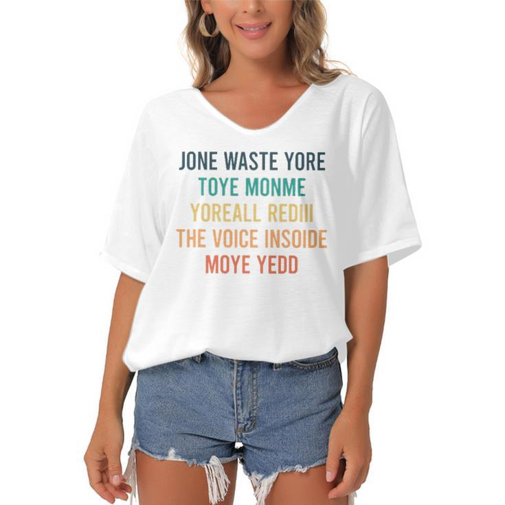 Jone Waste Yore Toye  Jone Waste Your Time Women's Bat Sleeves V-Neck Blouse
