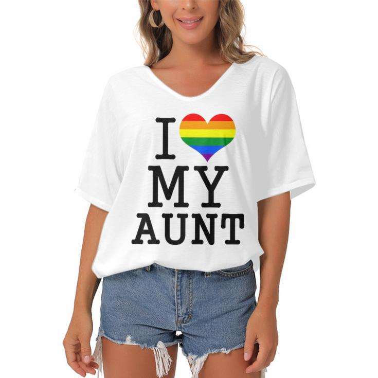 Kids I Love My Gay Aunt Baby Clothes Lgbt Pride Toddler Boy Girl Women's Bat Sleeves V-Neck Blouse