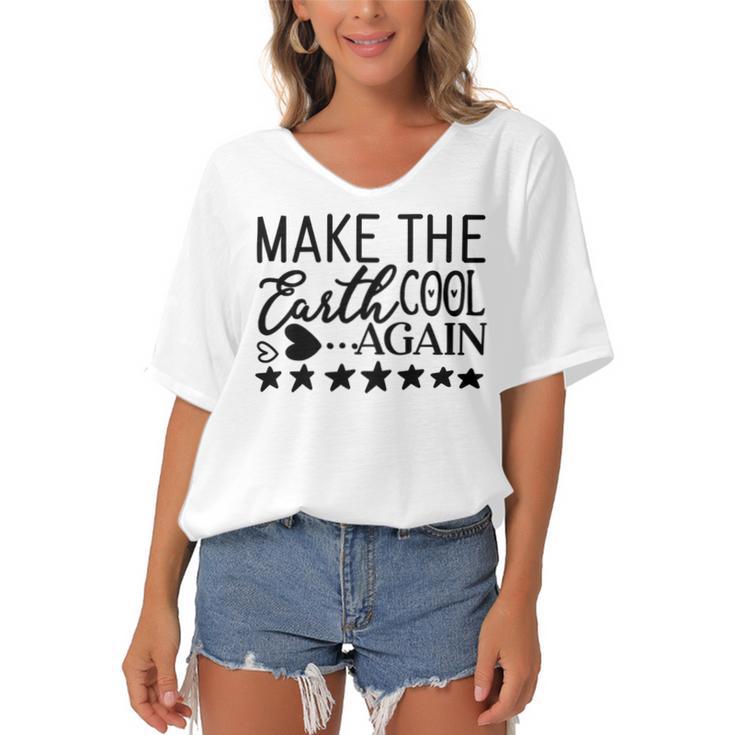 Make The Earth Cool Again Women's Bat Sleeves V-Neck Blouse