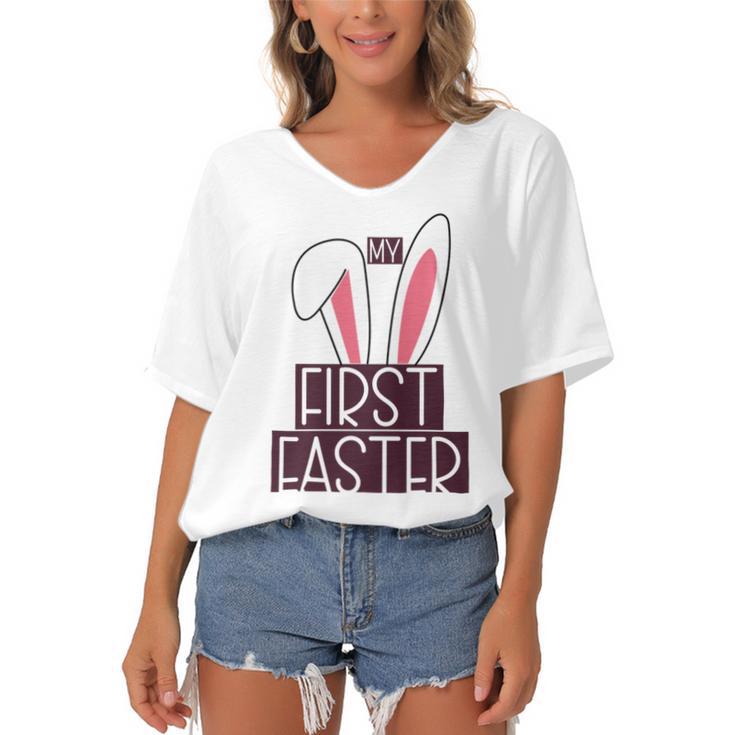 My First Easter Women's Bat Sleeves V-Neck Blouse