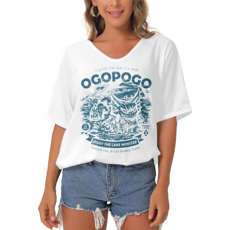 Ogopogo - Cryptids Club Case File 298 191 Trending Shirt Women's Bat Sleeves V-Neck Blouse