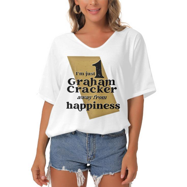 One Graham Cracker Happiness Graham Cracker Lover Gift Women's Bat Sleeves V-Neck Blouse