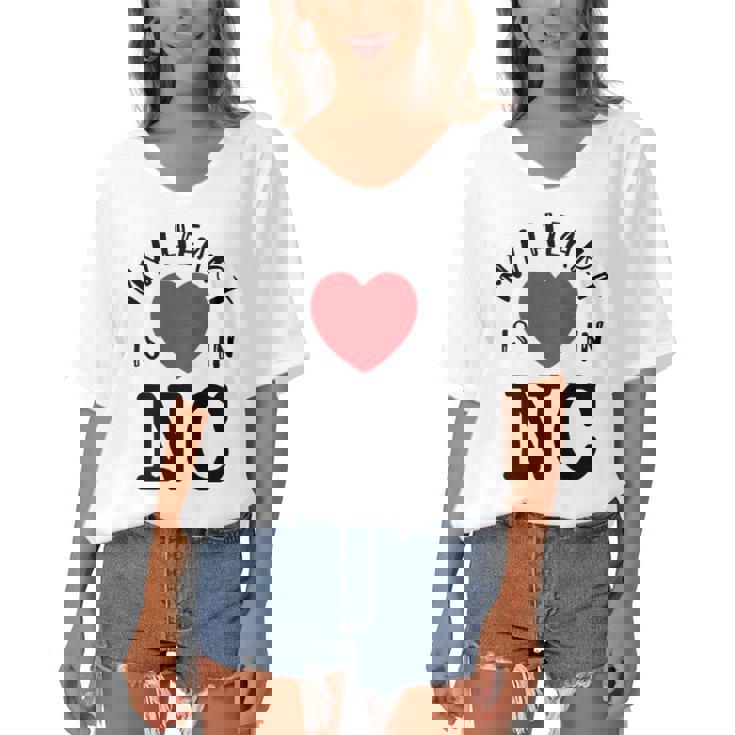 Proud State My Heart Is In Nc North Carolina Women's Bat Sleeves V-Neck Blouse