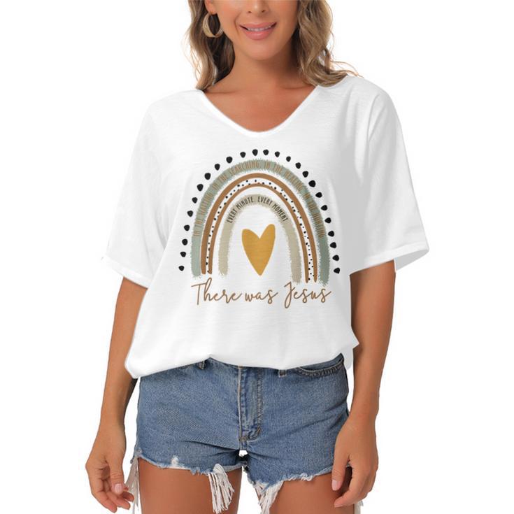 There Was Jesus Unisex Christian Religious Rainbow Vintage  Women's Bat Sleeves V-Neck Blouse