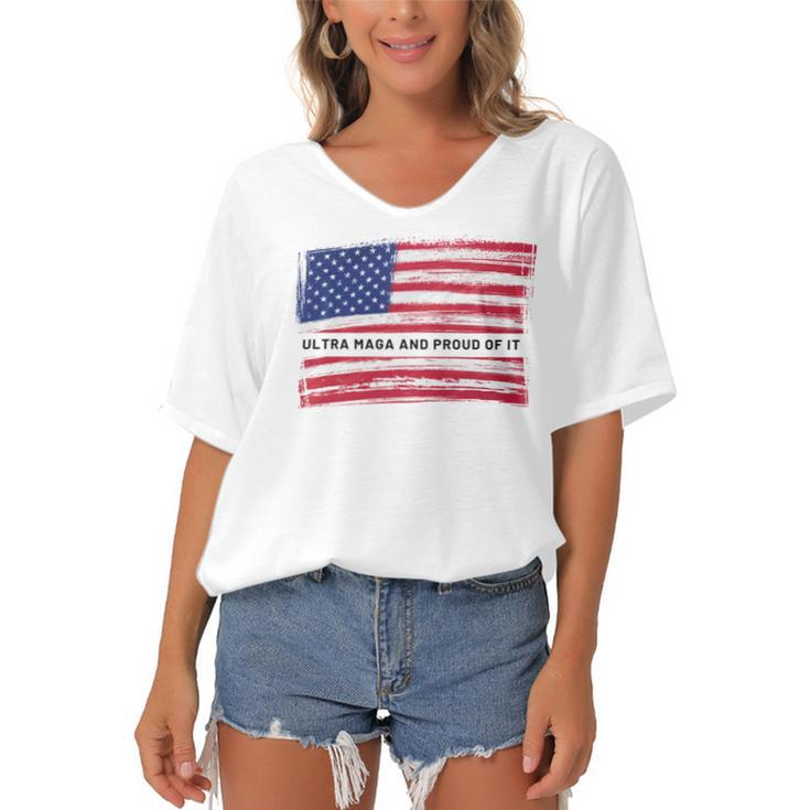 Ultra Maga And Proud Of It A Ultra Maga And Proud Of It V16 Women's Bat Sleeves V-Neck Blouse