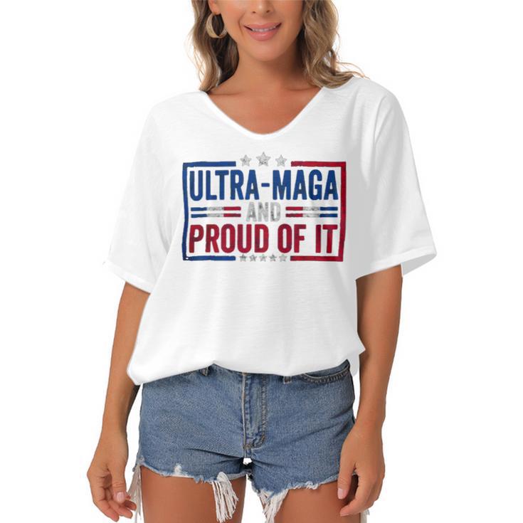 Ultra Maga And Proud Of It A Ultra Maga And Proud Of It V4 Women's Bat Sleeves V-Neck Blouse