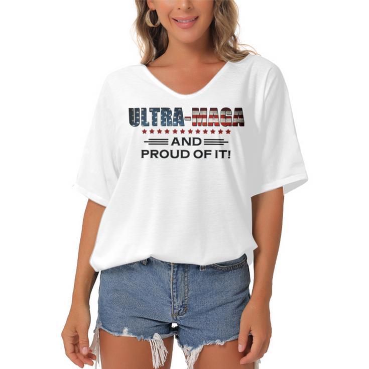 Ultra Maga And Proud Of It Antibiden Women's Bat Sleeves V-Neck Blouse