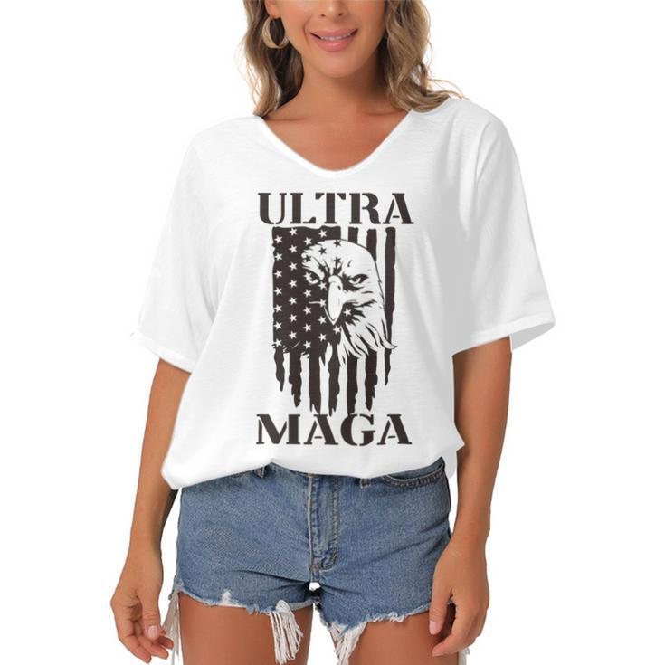 Ultra Maga And Proud Of It  Tshirts Women's Bat Sleeves V-Neck Blouse