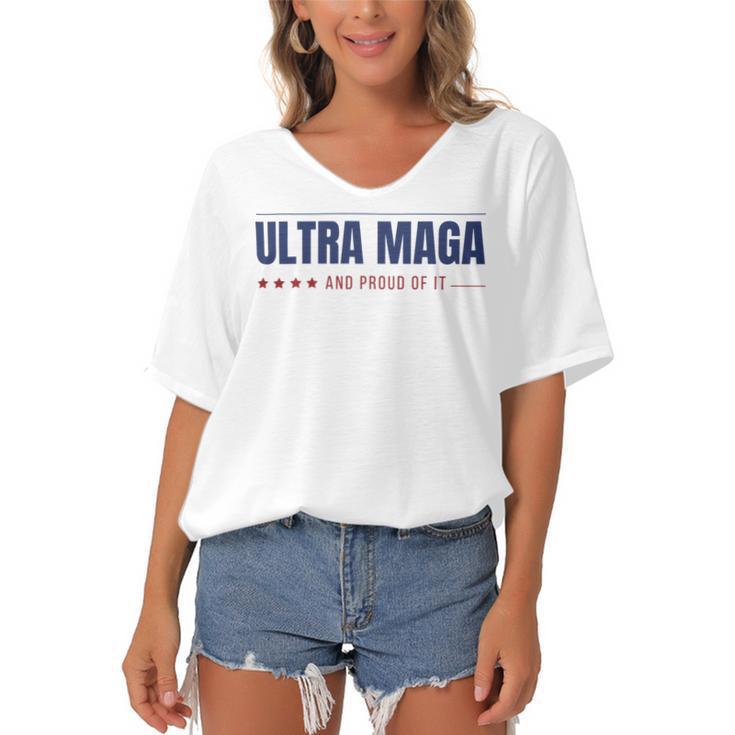 Ultra Maga And Proud Of It V10 Women's Bat Sleeves V-Neck Blouse