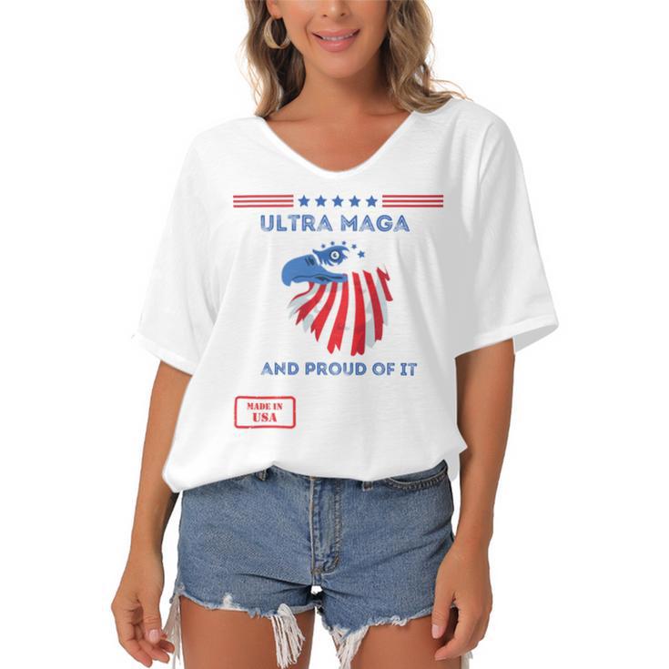 Ultra Maga And Proud Of It V12 Women's Bat Sleeves V-Neck Blouse