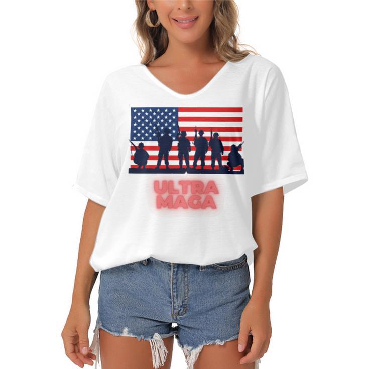 Ultra Maga And Proud Of It V21 Women's Bat Sleeves V-Neck Blouse