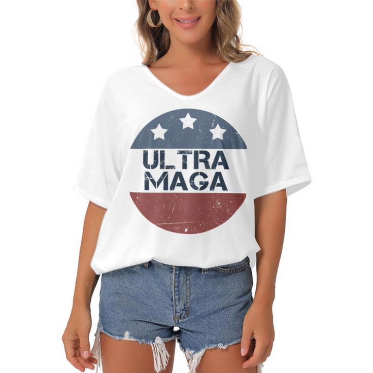 Ultra Maga And Proud Of It V24 Women's Bat Sleeves V-Neck Blouse