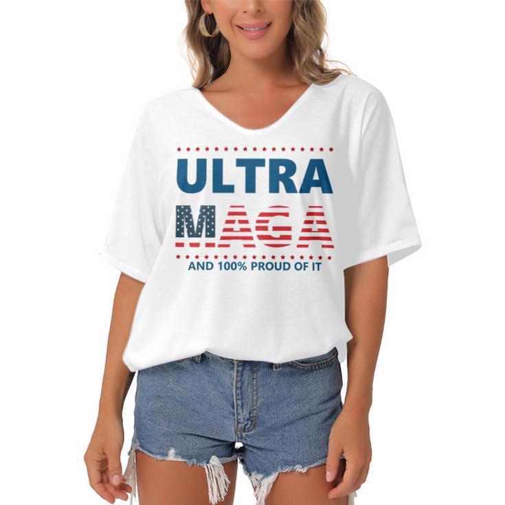 Ultra Maga And Proud Of It V5 Women's Bat Sleeves V-Neck Blouse