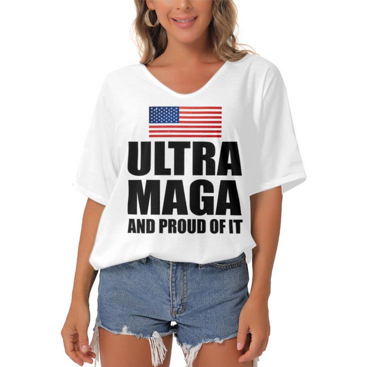 Ultra Maga And Proud Of It V8 Women's Bat Sleeves V-Neck Blouse