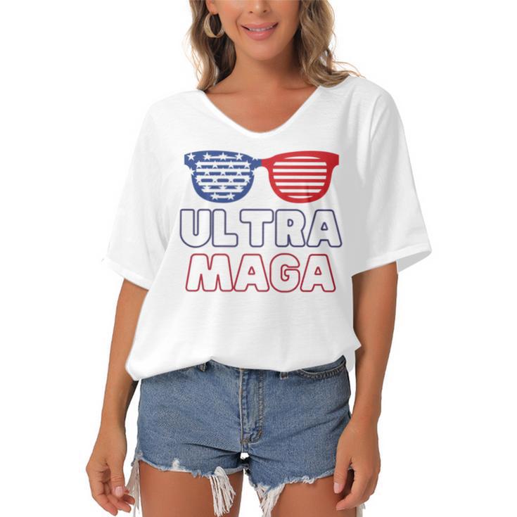 Ultra Maga V24 Women's Bat Sleeves V-Neck Blouse