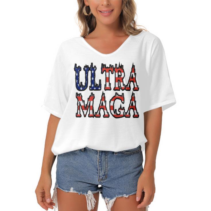 Ultra Maga V26 Women's Bat Sleeves V-Neck Blouse