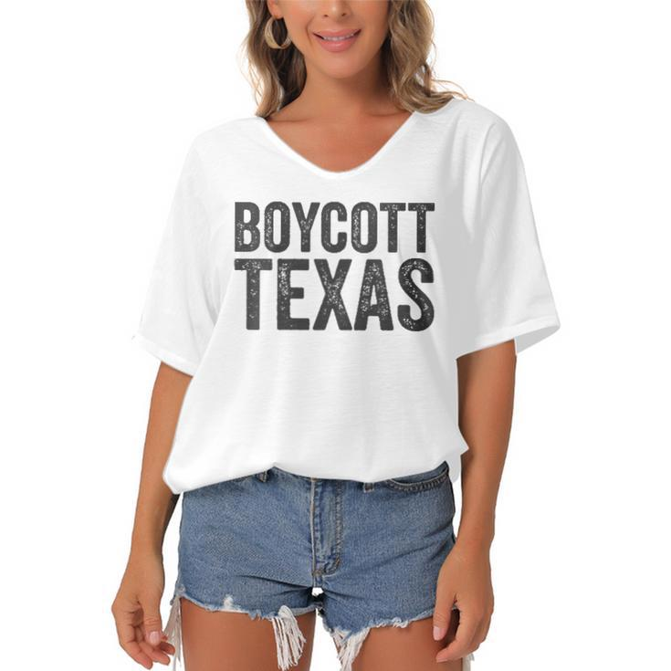 Womens Boycott Texas Pro Choice Protest Quote Saying Meme Women's Bat Sleeves V-Neck Blouse