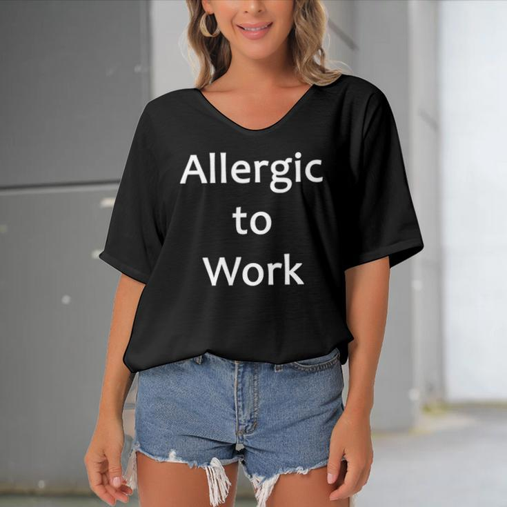 Allergic To Work Funny Tee Women's Bat Sleeves V-Neck Blouse