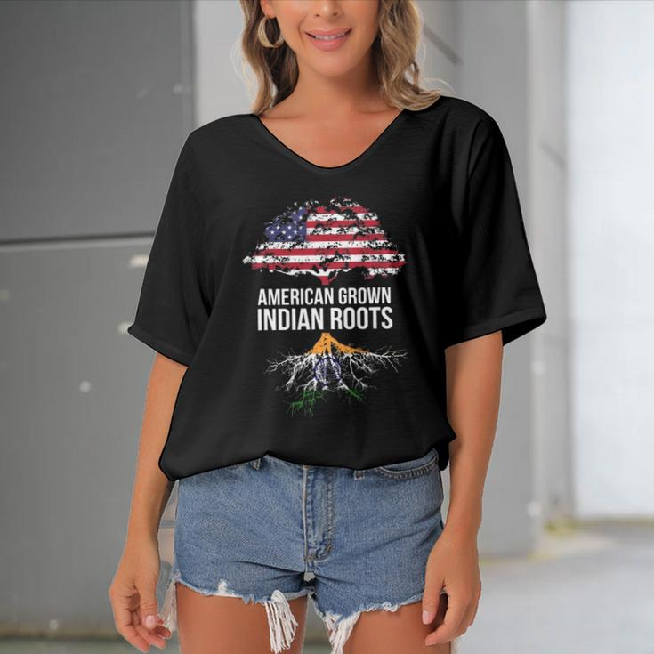 American Grown With Indian Roots - India Tee Women's Bat Sleeves V-Neck Blouse