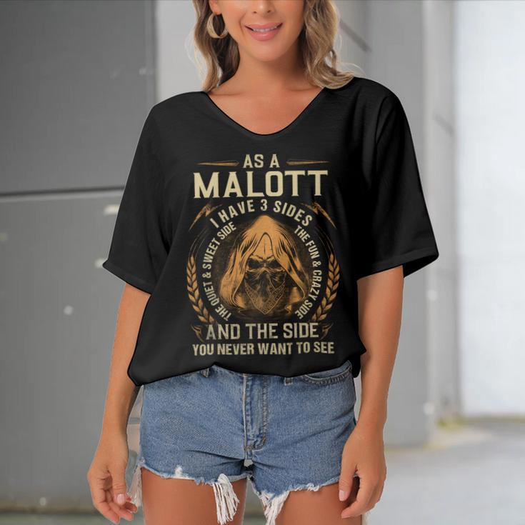 As A Malott I Have A 3 Sides And The Side You Never Want To See Women's Bat Sleeves V-Neck Blouse