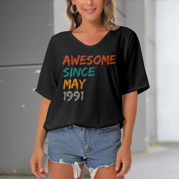 Awesome Since May 1991 Women's Bat Sleeves V-Neck Blouse