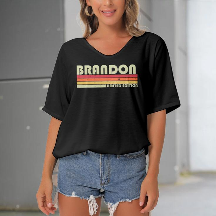 Brandon Gift Name Personalized Funny Retro Vintage Birthday Women's Bat Sleeves V-Neck Blouse
